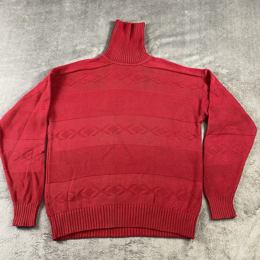 NAUTICA Sweater Mens L Turtleneck Cable Knit 100% Cotton Fisherman‎ 90s Y2k VTG